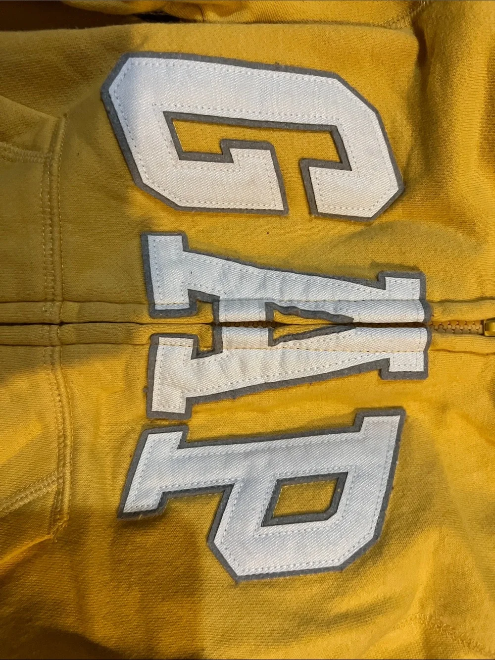 GAP Yellow Kids Hooded Zip-Up Sweatshirt with White Logo Applique